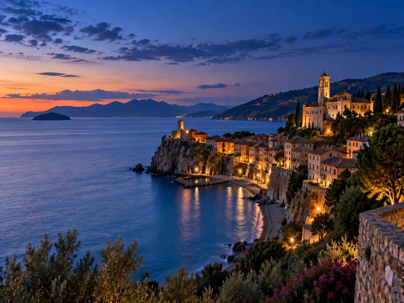 paesaggio notturno sulla costa